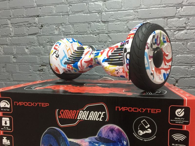 Гироскутер Smart Balance SUV NEW 10.5 Граффити белый Самобаланc Музыка original Гироскутер Smart Balance SUV NEW 10.5 Граффити белый Самобаланc Музыка original